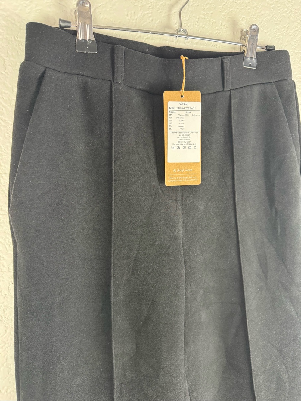 OGL FuzzLuxe Black High Waisted Straight Leg Pull on Pant - Picture 5 of 15